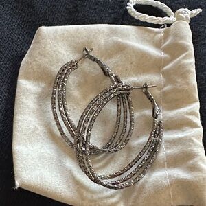 Elegant Silver/Black Hoop Earrings